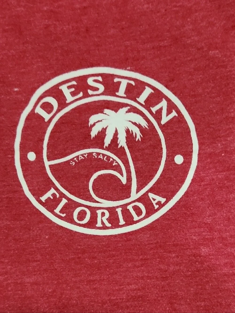 Destin Florida Stay Salty Logo T‑Shirt - Red Heather White Graphics Unisex Large - Picture 3 of 6